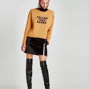 Zara Mustard Sweatshirt with Bold Black Text